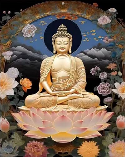 Xpdnmilq Kreuzstich Set zum Selbermachen vorgedrucktes 11CT Stickset handgefertigtes Kunsthandwerk für Anfänger Heimdekor-Set für Erwachsene – Lotus-Plattform, Zen-Meister-Statue – 40x50cm Xpdnmilq Kreuzstich Set zum Selbermachen vorgedrucktes 11CT Stickset handgefertigtes Kunsthandwerk für Anfänger Heimdekor-Set für Erwachsene – Lotus-Plattform, Zen-Meister-Statue – 40x50cm von Xpdnmilq