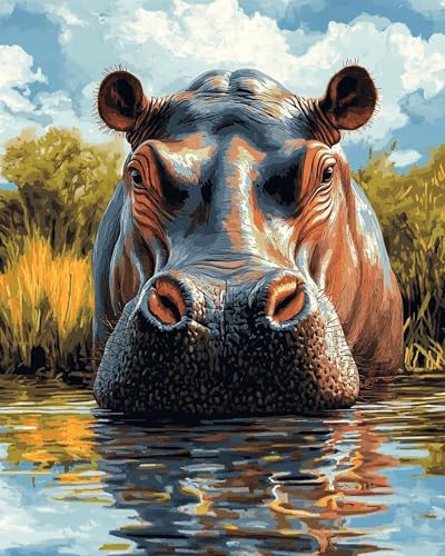 Xpdnmilq Kreuzstich Set zum Selbermachen vorgedrucktes 11CT Stickset handgefertigtes Kunsthandwerk für Anfänger Heimdekor-Set für Erwachsene – Nilpferd – 40x50cm Xpdnmilq Kreuzstich Set zum Selbermachen vorgedrucktes 11CT Stickset handgefertigtes Kunsthandwerk für Anfänger Heimdekor-Set für Erwachsene – Nilpferd – 40x50cm von Xpdnmilq