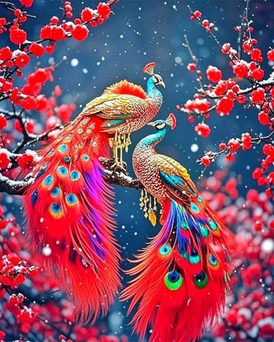 Xpdnmilq Kreuzstich Set zum Selbermachen vorgedrucktes 11CT Stickset handgefertigtes Kunsthandwerk für Anfänger Heimdekor-Set für Erwachsene – Pflaumenblüte, Pfauenvogel – 40x50cm Xpdnmilq Kreuzstich Set zum Selbermachen vorgedrucktes 11CT Stickset handgefertigtes Kunsthandwerk für Anfänger Heimdekor-Set für Erwachsene – Pflaumenblüte, Pfauenvogel – 40x50cm von Xpdnmilq