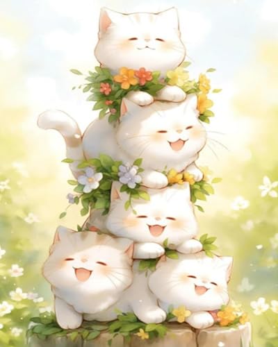 Xpdnmilq Kreuzstich Set zum Selbermachen vorgedrucktes 11CT Stickset handgefertigtes Kunsthandwerk für Anfänger Heimdekor-Set für Erwachsene – Süße Katze – 40x50cm Xpdnmilq Kreuzstich Set zum Selbermachen vorgedrucktes 11CT Stickset handgefertigtes Kunsthandwerk für Anfänger Heimdekor-Set für Erwachsene – Süße Katze – 40x50cm von Xpdnmilq