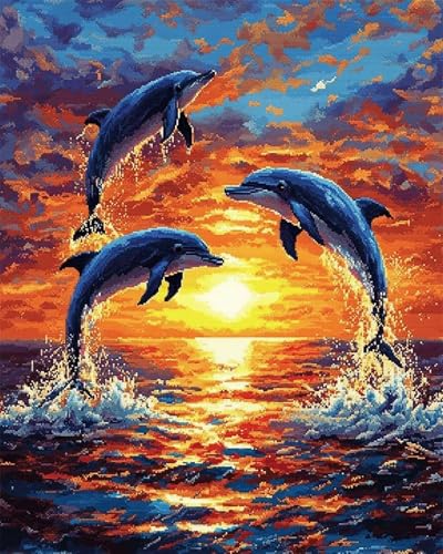 Xpdnmilq Kreuzstich Set zum Selbermachen vorgedrucktes 11CT Stickset handgefertigtes Kunsthandwerk für Anfänger Heimdekor-Set für Erwachsene – Tanzender Delfin – 40x50cm Xpdnmilq Kreuzstich Set zum Selbermachen vorgedrucktes 11CT Stickset handgefertigtes Kunsthandwerk für Anfänger Heimdekor-Set für Erwachsene – Tanzender Delfin – 40x50cm von Xpdnmilq