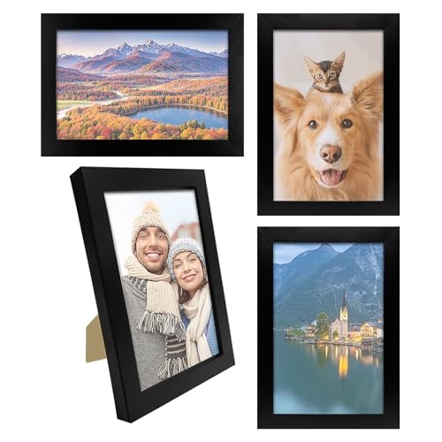 Xpieoyrm 4 Pack Bilderrahmen 6 Zoll, Schwarzer MDF Holz Bilderrahmen mit bruchsicherem Acrylglas 10x15cm, zum Aufhängen und Aufstellen, Moderner Fotorahmen für Wände und Tische, für Fotos, Poster Xpieoyrm 4 Pack Bilderrahmen 6 Zoll, Schwarzer MDF Holz Bilderrahmen mit bruchsicherem Acrylglas 10x15cm, zum Aufhängen und Aufstellen, Moderner Fotorahmen für Wände und Tische, für Fotos, Poster von Xpieoyrm
