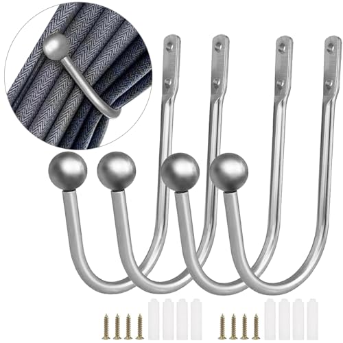 Xpieoyrm 4 Stück Vorhanghalter Wand, Metall Gardinenhalter, Vorhanghaken, U-förmige Vorhang-Wandhaken,Vorhang-Halterungen Wandmontierte,Holdbacks für Vorhangquaste,für Wohnzimmer Schlafzimmer Büros von Xpieoyrm