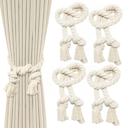 Xpieoyrm 4 Stück Vorhangseil Raffhalter, Vorhang Seil Schnallen, Gardinenraffer aus Baumwolle, Gardinen zubehör, Beige Gardinen Raffhalter für Haus, Büro, Wohnzimmer, Schlafzimmer Deko Xpieoyrm 4 Stück Vorhangseil Raffhalter, Vorhang Seil Schnallen, Gardinenraffer aus Baumwolle, Gardinen zubehör, Beige Gardinen Raffhalter für Haus, Büro, Wohnzimmer, Schlafzimmer Deko von Xpieoyrm