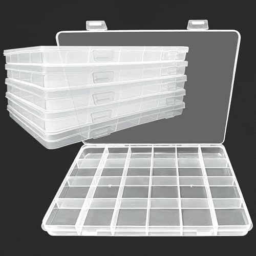 Xpieoyrm 6 Stück 24 Gitter transparente Sortierboxen, Plastik Sortierbox Aufbewahrungsbox, Doppelte Schnalle Aufbewahrungsbox Organizer Box, für Knöpfe Kleinteile Perlen Xpieoyrm 6 Stück 24 Gitter transparente Sortierboxen, Plastik Sortierbox Aufbewahrungsbox, Doppelte Schnalle Aufbewahrungsbox Organizer Box, für Knöpfe Kleinteile Perlen von Xpieoyrm