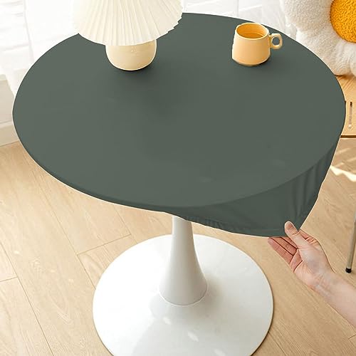 Wasserdichte Tischdecke, rund, elastische Kanten, einfarbig, staubdicht, PU-Tischschutz für Esszimmer, Küche, 90 x 90 cm, Dunkelgrün von Xpnit