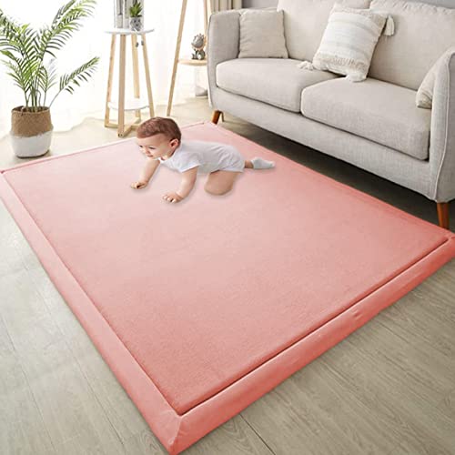 Xpnit Große Baby-Krabbelmatte, Korallen-Samt-Teppich, rutschfest, dick, Baby-Spielmatte für Säuglinge, Kleinkinder, Kinderzimmer, Arbeitszimmer, Teppich (120 x 180 x 2 cm, Rosa) von Xpnit