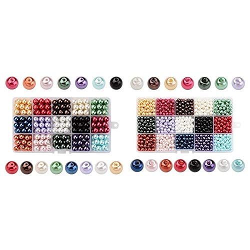 Xptieeck 225 Stück 10 mm gefärbte runde Glasperlen, 15 Farben und 1050 Stück 15 farbig gefärbte runde Glasperlen, 6 mm von Xptieeck