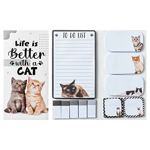 Xqumoi Life Is Better with A Cat Haftnotizen Set, 550 Blatt, schönes Katzenmuster, selbstklebende Notizblöcke, Kätzchen, Tier-Trennblätter, Notizblöcke, Seitenmarker, Schule, Bürobedarf, kleines von Xqumoi