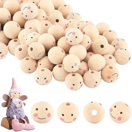 Xrten 80 Stück Holzperlen Rund,Smile Face Holzperle, Holzperlen mit Gesicht 20mm Natur Holzperlen für DIY Handgefertigte Dekorationen Bastelperlen Deko Kugeln aus Holz Xrten 80 Stück Holzperlen Rund,Smile Face Holzperle, Holzperlen mit Gesicht 20mm Natur Holzperlen für DIY Handgefertigte Dekorationen Bastelperlen Deko Kugeln aus Holz von Xrten
