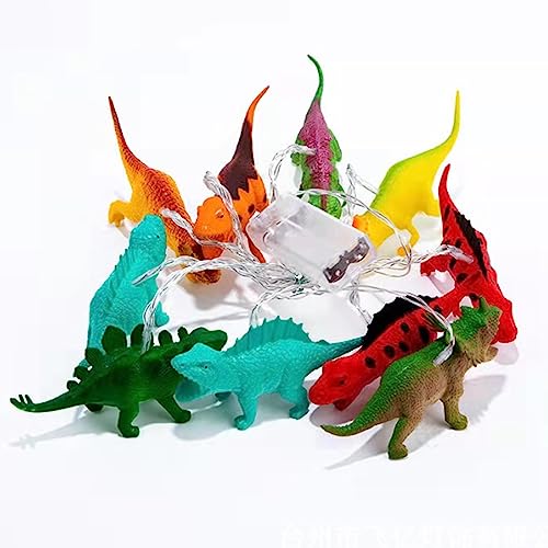 Xrten Dinosaurier Lichterkette, 10er LED Batterie Nachtlicht Dinosaurier Figuren Set, 170CM Dino Lichter Batteriebetrieben Dinosaurier Deko Lampe für Jungen Mädchen Schlafzimmer Kinderzimmer Party von Xrten