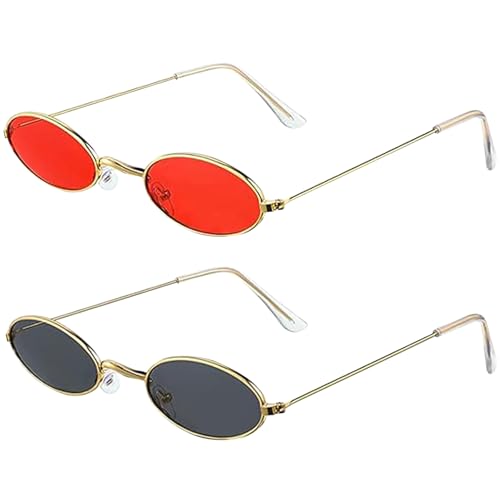 Xrten Vintage Brille Oval Metall,Kleine Ovale 2 Paare Brille Modetrend,Oval Brille Partybrillen Set,Hip-Hop-Brille Kleine Rahmen Sonnenbrille Rahmen für Frauen,Mädchen,Männer,Party,Foto Requisiten Xrten Vintage Brille Oval Metall,Kleine Ovale 2 Paare Brille Modetrend,Oval Brille Partybrillen Set,Hip-Hop-Brille Kleine Rahmen Sonnenbrille Rahmen für Frauen,Mädchen,Männer,Party,Foto Requisiten von Xrten