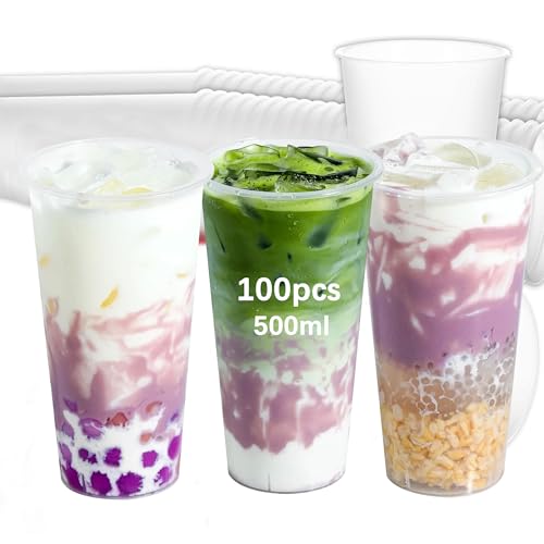 Xsdgi 100x 500ml Partybecher mit Deckel - Spülmaschinenfeste Plastikbecher für DIY-Cocktails | BPA-frei, -20℃ bis 100℃​ von Xsdgi