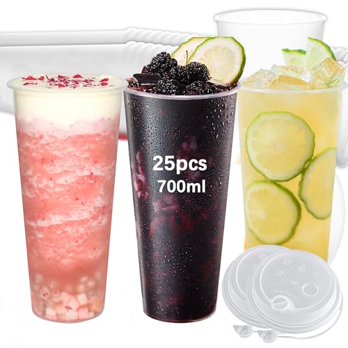 Xsdgi Plastikbecher 700ml 25 Stück - Partybecher Einweg aus Polypropylen, Leicht zu reinigen, Bruchsicher für Getränke, Haushalt & Veranstaltungen von Xsdgi
