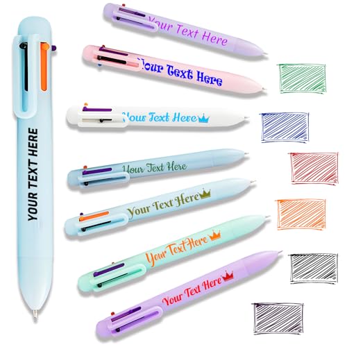 Individueller 6-in-1 Multicolor Kugelschreiber mit 0,5 mm Spitze - Personalisierte Stifte mit Text-, Logo- oder Namensdruck - Maßgeschneidert für Unternehmen, Schule, Büro, Mitarbeiter, Messen von Xsersao