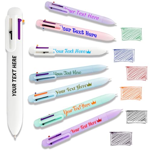 Individueller 6-in-1 Multicolor Kugelschreiber mit 0,5 mm Spitze - Personalisierte Stifte mit Text-, Logo- oder Namensdruck - Maßgeschneidert für Unternehmen, Schule, Büro, Mitarbeiter, Messen von Xsersao