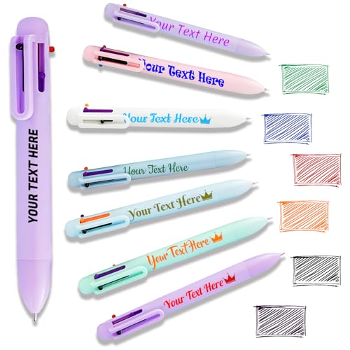 Individueller 6-in-1 Multicolor Kugelschreiber mit 0,5 mm Spitze - Personalisierte Stifte mit Text-, Logo- oder Namensdruck - Maßgeschneidert für Unternehmen, Schule, Büro, Mitarbeiter, Messen von Xsersao