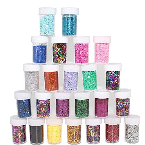 Xshelley Glitter Shakers for Children Kid's Craft Activities,Arts & Crafts Glitter,Card Making,Decorating,24 Assorted Colours von Xshelley