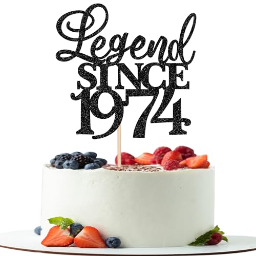 Xsstarmi 1 Pack Legend Since 1973 Cake Topper Glitter Fifty Cheers to 50th Birthday Kuchendekorationen für Happy 50th Männer und Frauen Geburtstag Hochzeit Jahrestag Party Kuchen Dekorationen Schwarz von Xsstarmi