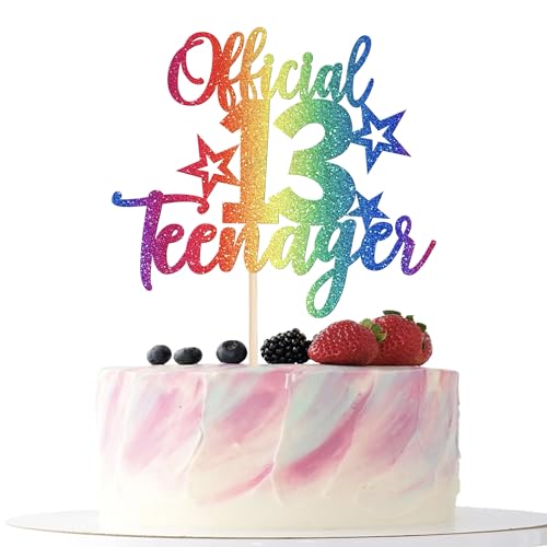 Xsstarmi 1 Packung 13 offizielle Teenager-Kuchenaufsätze, Sterne, Glitzer, süß, 13 Kuchenspieße, für Jungen und Mädchen, 13. Geburtstag, Kuchendekorationen für 13. Geburtstag, Party, Kuchenzubehör, von Xsstarmi