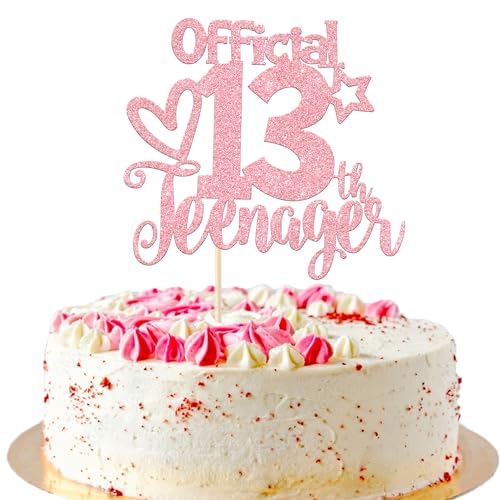 Xsstarmi 1 Packung 13. Offizielle Teenager Kuchendekoration 13. Geburtstag Kuchen Dekoration Glitzer Prost bis 13 Jahre 13 fabelhafte Kuchen Pick für Teenager Jungen Mädchen 13. Geburtstag Party von Xsstarmi