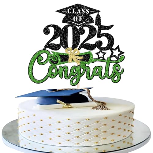 Xsstarmi 1 Packung Congrats Class of 2025 Cake Topper Glitter 2025 Graduation Dekorationen Klasse 2025 Grad Cap Diplom Kuchen Pick für College 2025 Abschlussfeier Kuchen Dekorationen Grün Xsstarmi 1 Packung Congrats Class of 2025 Cake Topper Glitter 2025 Graduation Dekorationen Klasse 2025 Grad Cap Diplom Kuchen Pick für College 2025 Abschlussfeier Kuchen Dekorationen Grün von Xsstarmi