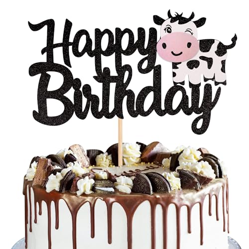 Xsstarmi 1 Packung Geburtstag Cupcake Toppers Glitzer Cow Happy Birthday Cupcake Picks für Kuh Nutztiere Kinder Geburtstag Party Kuchendekoration Schwarz Xsstarmi 1 Packung Geburtstag Cupcake Toppers Glitzer Cow Happy Birthday Cupcake Picks für Kuh Nutztiere Kinder Geburtstag Party Kuchendekoration Schwarz von Xsstarmi