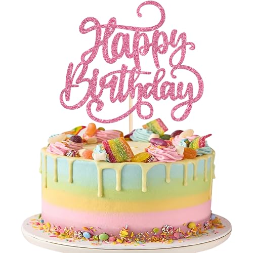 Xsstarmi 1 Packung Happy Birthday Cake Topper Glitter Happy Birthday Schild Kuchen Pick für Feiern Happy Birthday Jubiläum Thema Party Kuchen Dekorationen Supplies Rosa Xsstarmi 1 Packung Happy Birthday Cake Topper Glitter Happy Birthday Schild Kuchen Pick für Feiern Happy Birthday Jubiläum Thema Party Kuchen Dekorationen Supplies Rosa von Xsstarmi