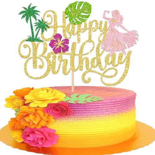 Xsstarmi 1 Packung Happy Birthday Cake Topper Gold Glitzer Blume Passionate Hawaiian Dance Aloha Cake Pick für tropische Hawaii Luau Thema Geburtstag Party Kuchen Dekorationen Xsstarmi 1 Packung Happy Birthday Cake Topper Gold Glitzer Blume Passionate Hawaiian Dance Aloha Cake Pick für tropische Hawaii Luau Thema Geburtstag Party Kuchen Dekorationen von Xsstarmi