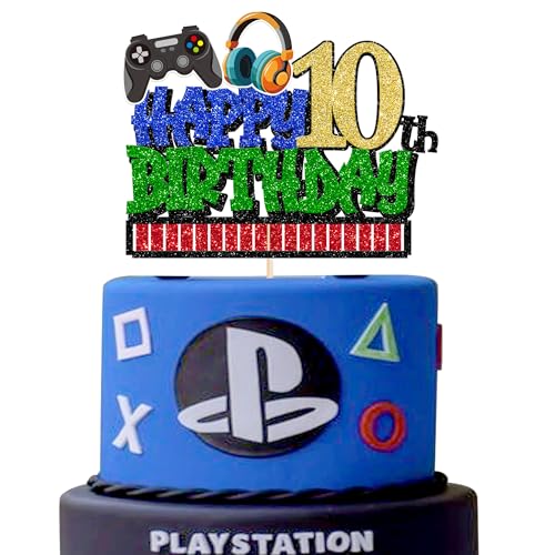 Xsstarmi 1 Packung Tortendeko 10. Geburtstag Tortenaufsatz Glitzer Videospiel Kuchen Topper für 10. Geburtstag Zubehör für Party Kuchen Dekorationen Xsstarmi 1 Packung Tortendeko 10. Geburtstag Tortenaufsatz Glitzer Videospiel Kuchen Topper für 10. Geburtstag Zubehör für Party Kuchen Dekorationen von Xsstarmi