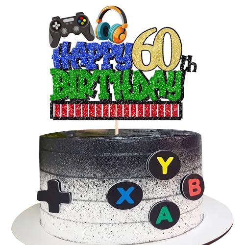 Xsstarmi 1 Packung Tortendeko 60. Geburtstag Tortenaufsatz Glitzer Videospiel Kuchen Topper für 60. Geburtstag Zubehör für Party Kuchen Dekorationen Xsstarmi 1 Packung Tortendeko 60. Geburtstag Tortenaufsatz Glitzer Videospiel Kuchen Topper für 60. Geburtstag Zubehör für Party Kuchen Dekorationen von Xsstarmi