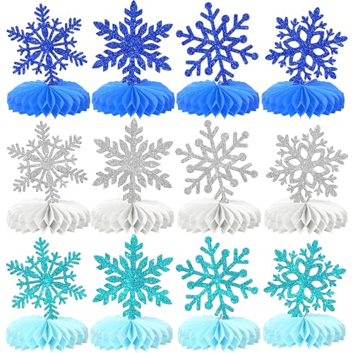 Xsstarmi 12 Stück Schneeflocken Waben Tafelaufsätze Frozen Winter Wonderland Schneeflocke Party Dekorationen für Weihnachten Urlaub Winter Babyparty Geburtstag Party Tischdekorationen Blau Xsstarmi 12 Stück Schneeflocken Waben Tafelaufsätze Frozen Winter Wonderland Schneeflocke Party Dekorationen für Weihnachten Urlaub Winter Babyparty Geburtstag Party Tischdekorationen Blau von Xsstarmi