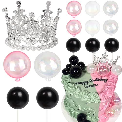 Xsstarmi 17 Stück Prinzessin Hexe Tortenaufsatz Dekorationen Schwarz Rosa Luftballons Silber Krone Kuchen Pick für Magische Hexe Zauberer Halloween Babyparty Geburtstag Party Kuchen DIY Dekorationen von Xsstarmi
