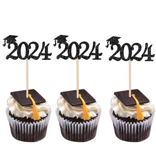 Xsstarmi 24 Packung 2024 Abschluss Cupcake Toppers Glitzer Congrats Grad Cap Cupcake Picks für Diplom Fertig Class of 2024 Graduation Party Kuchendekoration Schwarz Xsstarmi 24 Packung 2024 Abschluss Cupcake Toppers Glitzer Congrats Grad Cap Cupcake Picks für Diplom Fertig Class of 2024 Graduation Party Kuchendekoration Schwarz von Xsstarmi