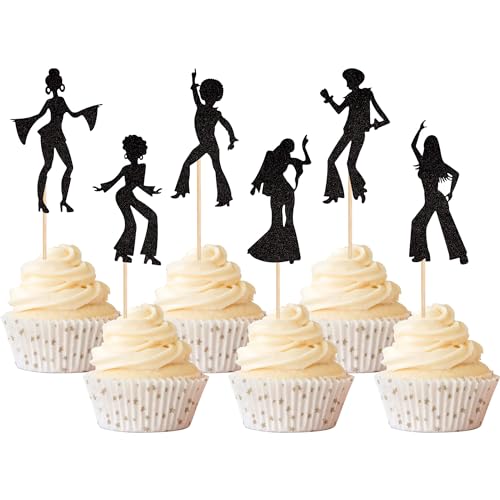 Xsstarmi 24 Packung Disko Cupcake Toppers Glitzer 70's Disco Cupcake Picks Tanzen Musik Kuchendekoration Hochzeit Kinder Geburtstag Partyzubehör Schwarz Xsstarmi 24 Packung Disko Cupcake Toppers Glitzer 70's Disco Cupcake Picks Tanzen Musik Kuchendekoration Hochzeit Kinder Geburtstag Partyzubehör Schwarz von Xsstarmi