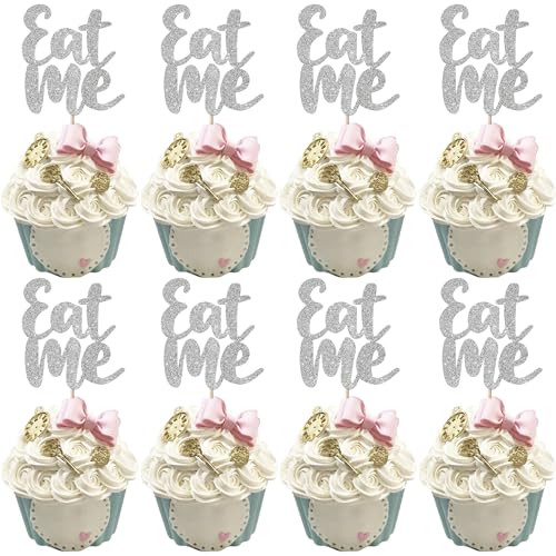 Xsstarmi 24 Packung Eat Me Cupcake Toppers Glitzer Take One Try Me Tea Party Wonderland Cupcake Picks für Kinder Geburtstag Party Kuchendekoration Silber Xsstarmi 24 Packung Eat Me Cupcake Toppers Glitzer Take One Try Me Tea Party Wonderland Cupcake Picks für Kinder Geburtstag Party Kuchendekoration Silber von Xsstarmi