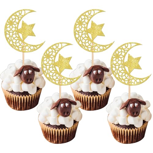 Xsstarmi 24 Packung Mond Stern Moschee Cupcake Toppers Glitzer Halal Eid Mubarak Cupcake Picks Dekoration für Ramadan Kareem Eid Islamic Muslim Party Kuchendekoration Gold Xsstarmi 24 Packung Mond Stern Moschee Cupcake Toppers Glitzer Halal Eid Mubarak Cupcake Picks Dekoration für Ramadan Kareem Eid Islamic Muslim Party Kuchendekoration Gold von Xsstarmi