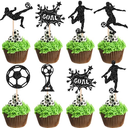 Xsstarmi 24 Packung Soccer Cupcake Toppers Glitzer Fußball Spieler Trophäe Cupcake Picks für Fußball Sport Mädchen Geburtstag Party Kuchendekoration Schwarz Xsstarmi 24 Packung Soccer Cupcake Toppers Glitzer Fußball Spieler Trophäe Cupcake Picks für Fußball Sport Mädchen Geburtstag Party Kuchendekoration Schwarz von Xsstarmi