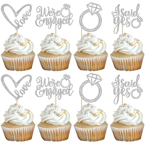 Xsstarmi 24 Packung We're Engaged Cupcake Toppers Glitzer She Said Yes Cupcake Picks Dekoration für Wir Sind Verlobt Werden Engagiert Hochzeit Party Kuchendekoration Silber Xsstarmi 24 Packung We're Engaged Cupcake Toppers Glitzer She Said Yes Cupcake Picks Dekoration für Wir Sind Verlobt Werden Engagiert Hochzeit Party Kuchendekoration Silber von Xsstarmi