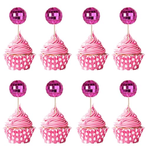Xsstarmi 24 Stück Mini-Discokugeln, Kuchendekoration, 70er-Jahre-Retro-Disco-Thema, Kuchendekoration für Babyparty, Geburtstag, 70er-Jahre-Motto-Party, Kuchendekorationen, Zubehör, Rosenrot Xsstarmi 24 Stück Mini-Discokugeln, Kuchendekoration, 70er-Jahre-Retro-Disco-Thema, Kuchendekoration für Babyparty, Geburtstag, 70er-Jahre-Motto-Party, Kuchendekorationen, Zubehör, Rosenrot von Xsstarmi