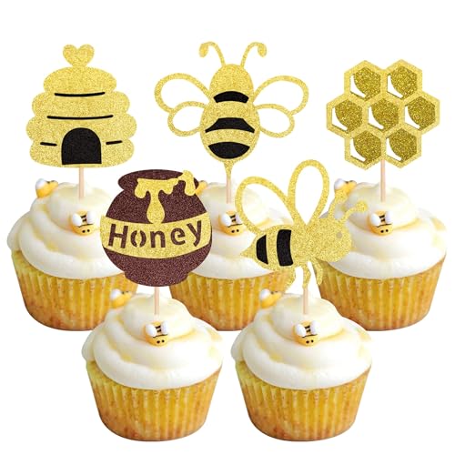 Xsstarmi 30 Packung Biene Cupcake Toppers Glitzer Bienenwabe Cupcake Picks Bumble Bee Kuchendekoration Frühling Kinder Geburtstag Partyzubehör Xsstarmi 30 Packung Biene Cupcake Toppers Glitzer Bienenwabe Cupcake Picks Bumble Bee Kuchendekoration Frühling Kinder Geburtstag Partyzubehör von Xsstarmi