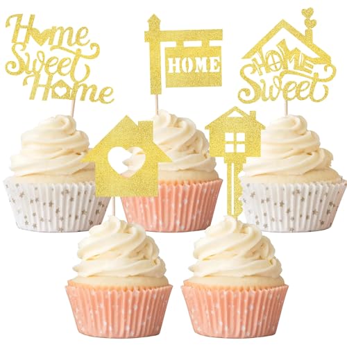 Xsstarmi 30 Packung Sweet Home Cupcake Toppers Glitzer Süßes Zuhause Cupcake Picks Schlüssel Einweihungsparty Kuchendekoration Neues Zuhause Partyzubehör Gold Xsstarmi 30 Packung Sweet Home Cupcake Toppers Glitzer Süßes Zuhause Cupcake Picks Schlüssel Einweihungsparty Kuchendekoration Neues Zuhause Partyzubehör Gold von Xsstarmi
