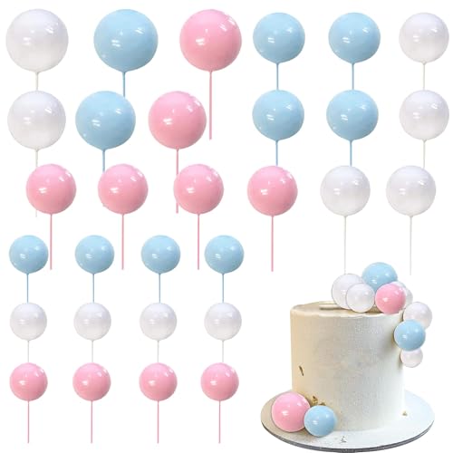 Xsstarmi 30 Packung Tortendeko Mini Ballon Tortenaufsatz Schaumstoffball Kuchen Pick Kunstperlen-Kugeln DIY Cake Kuchen dekorationen für Hochzeit Jubiläum Geburtstag Party Zubehör Weiß Blau Rosa Xsstarmi 30 Packung Tortendeko Mini Ballon Tortenaufsatz Schaumstoffball Kuchen Pick Kunstperlen-Kugeln DIY Cake Kuchen dekorationen für Hochzeit Jubiläum Geburtstag Party Zubehör Weiß Blau Rosa von Xsstarmi