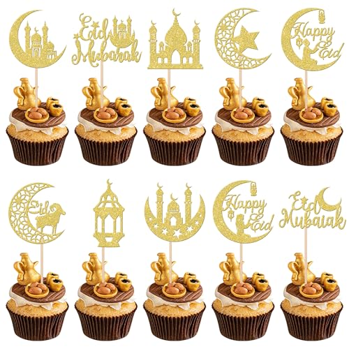 Xsstarmi 30 Stück Eid Mubarak Cupcake-Aufsätze Gold Glitzer Mond Stern Ramadan Kareem Cupcake Picks Eid al-Adha Cupcake Dekorationen für Eid islamische muslimische Themenparty Kuchen Dekorationen Xsstarmi 30 Stück Eid Mubarak Cupcake-Aufsätze Gold Glitzer Mond Stern Ramadan Kareem Cupcake Picks Eid al-Adha Cupcake Dekorationen für Eid islamische muslimische Themenparty Kuchen Dekorationen von Xsstarmi