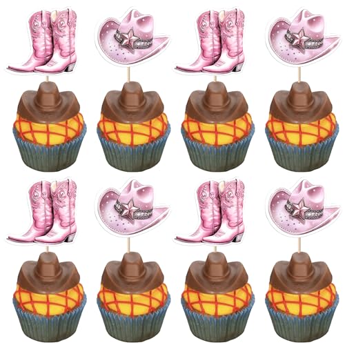 Xsstarmi 36 Packung Cowgirl-Cupcake-Topper, Hut, Stiefel, Cupcake-Picker, Western-Cowgirl, Geburtstagskuchen-Dekorationen für Western-Thema, Babyparty, Geburtstagsparty-Zubehör, Rosa Xsstarmi 36 Packung Cowgirl-Cupcake-Topper, Hut, Stiefel, Cupcake-Picker, Western-Cowgirl, Geburtstagskuchen-Dekorationen für Western-Thema, Babyparty, Geburtstagsparty-Zubehör, Rosa von Xsstarmi