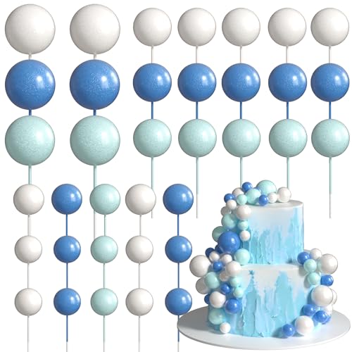 Xsstarmi 36 Stück Kugel-Kuchenaufsätze, Dekorationen, Mini-Luftballons, Schaumstoffkugeln, Kuchenpicker für Babyparty, Hochzeit, Geburtstag, Jahrestag, Party, Kuchendekorationen, Perlfarbe, Blau Xsstarmi 36 Stück Kugel-Kuchenaufsätze, Dekorationen, Mini-Luftballons, Schaumstoffkugeln, Kuchenpicker für Babyparty, Hochzeit, Geburtstag, Jahrestag, Party, Kuchendekorationen, Perlfarbe, Blau von Xsstarmi