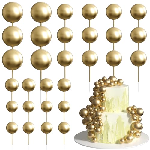 Xsstarmi 36 Stück Kugel-Kuchenaufsätze, Dekorationen, Mini-Luftballons, Schaumstoffkugeln, Kuchenpicker für Babyparty, Hochzeit, Geburtstag, Jahrestag, Party, Kuchendekorationen, Zubehör, Gold Xsstarmi 36 Stück Kugel-Kuchenaufsätze, Dekorationen, Mini-Luftballons, Schaumstoffkugeln, Kuchenpicker für Babyparty, Hochzeit, Geburtstag, Jahrestag, Party, Kuchendekorationen, Zubehör, Gold von Xsstarmi