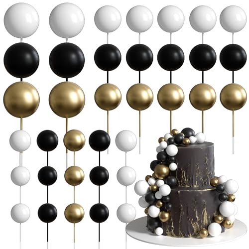 Xsstarmi 36 Stück Kugel-Kuchenaufsätze, Dekorationen, Mini-Luftballons, Schaumstoffkugeln, Kuchenpicker für Babyparty, Hochzeit, Geburtstag, Jahrestag, Party, Kuchendekorationen, Zubehör, Schwarz Xsstarmi 36 Stück Kugel-Kuchenaufsätze, Dekorationen, Mini-Luftballons, Schaumstoffkugeln, Kuchenpicker für Babyparty, Hochzeit, Geburtstag, Jahrestag, Party, Kuchendekorationen, Zubehör, Schwarz von Xsstarmi