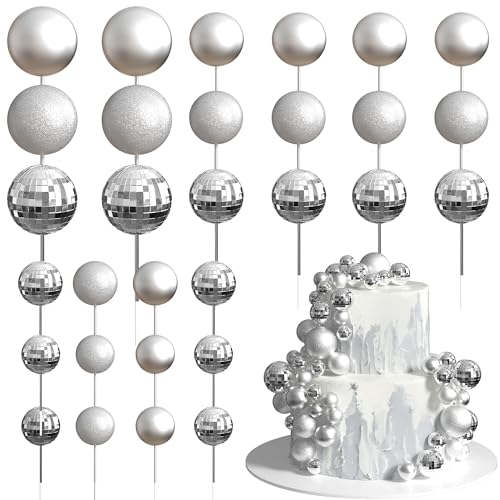 Xsstarmi 36 Stück Kugel-Kuchenaufsatz, Dekorationen, Mini-Luftballons, Schaumstoffkugeln, Kuchenpicker für Babyparty, Hochzeit, Geburtstag, Jahrestag, Disco, Party, Kuchendekorationen, Zubehör, Silber Xsstarmi 36 Stück Kugel-Kuchenaufsatz, Dekorationen, Mini-Luftballons, Schaumstoffkugeln, Kuchenpicker für Babyparty, Hochzeit, Geburtstag, Jahrestag, Disco, Party, Kuchendekorationen, Zubehör, Silber von Xsstarmi