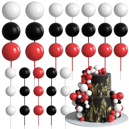 Xsstarmi 36 Stück Kugel-Kuchenaufsatz, Dekorationen, Mini-Luftballons, Schaumstoffkugeln, Kuchenpicker für Babyparty, Hochzeit, Geburtstag, Jahrestag, Party, Kuchendekorationen, Zubehör, Schwarz, Weiß Xsstarmi 36 Stück Kugel-Kuchenaufsatz, Dekorationen, Mini-Luftballons, Schaumstoffkugeln, Kuchenpicker für Babyparty, Hochzeit, Geburtstag, Jahrestag, Party, Kuchendekorationen, Zubehör, Schwarz, Weiß von Xsstarmi